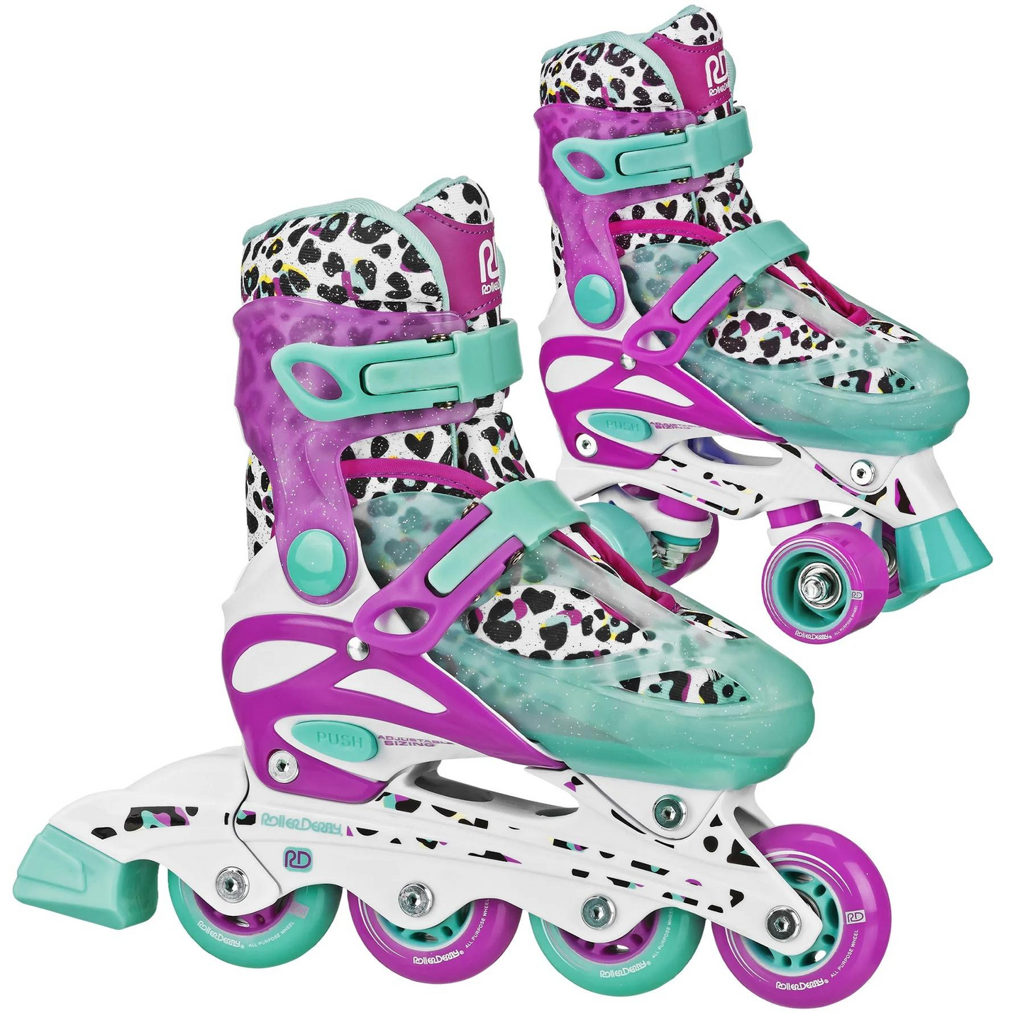 Roller Derby Girl's Adjustable 2-in-1 Quad and Inline Skates