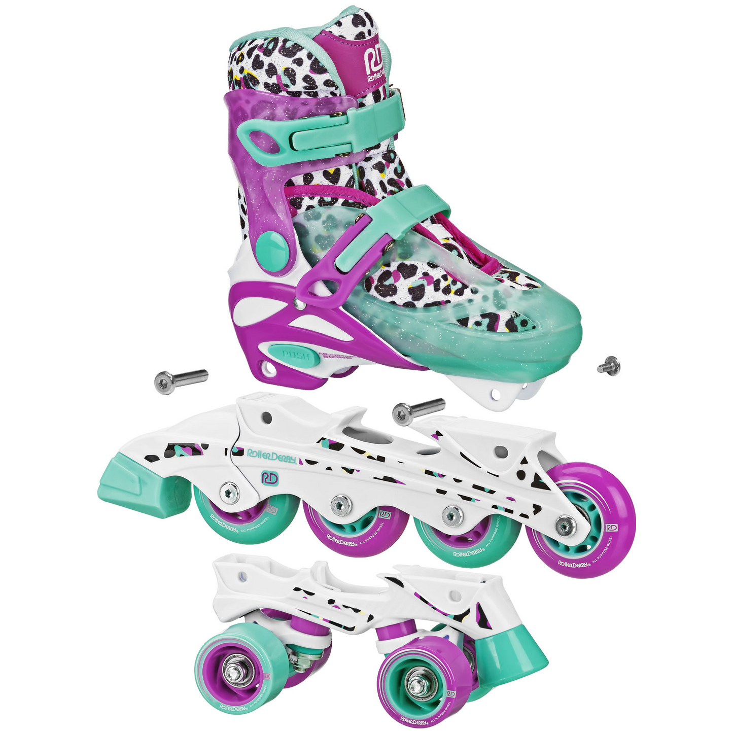 Roller Derby Girl's Adjustable 2-in-1 Quad and Inline Skates