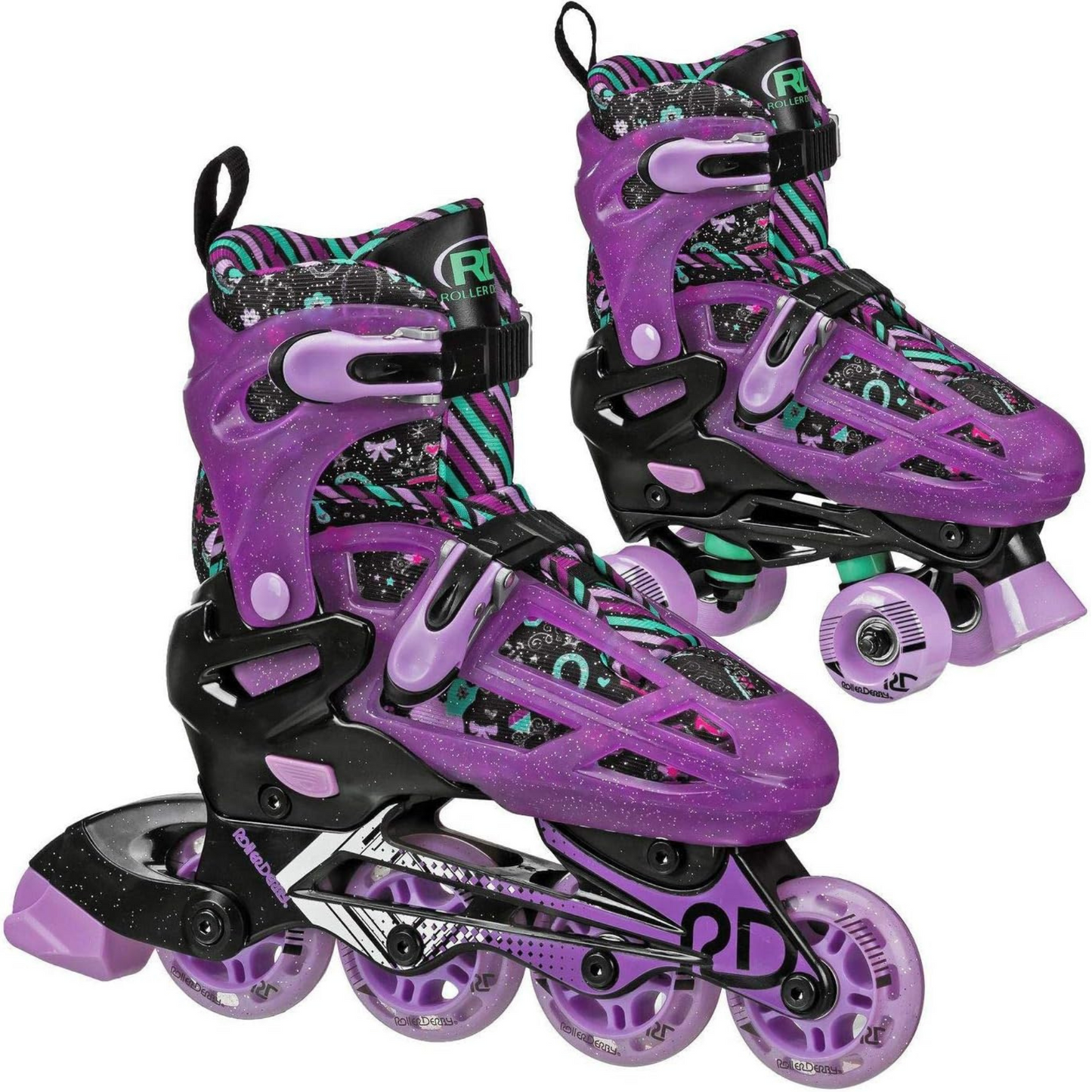 Roller Derby Girl's Adjustable 2-in-1 Quad and Inline Skates