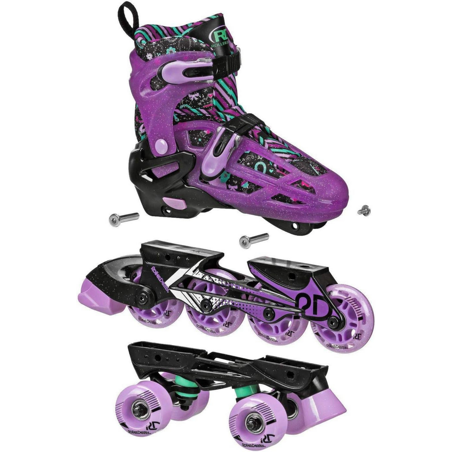 Roller Derby Girl's Adjustable 2-in-1 Quad and Inline Skates