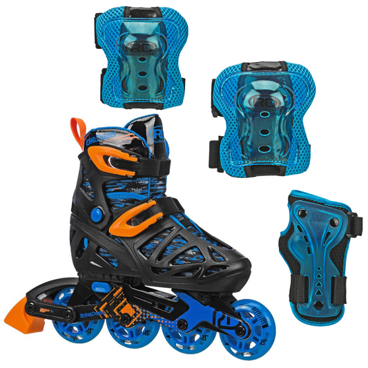 Tracer Boy's Adjustable Inline Skates with Tri-Pack Protective Gear