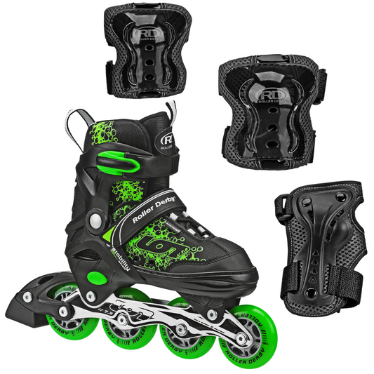 Ion 7.2 Boy's Adjustable Inline Skates with Tri-Pack Protective Gear