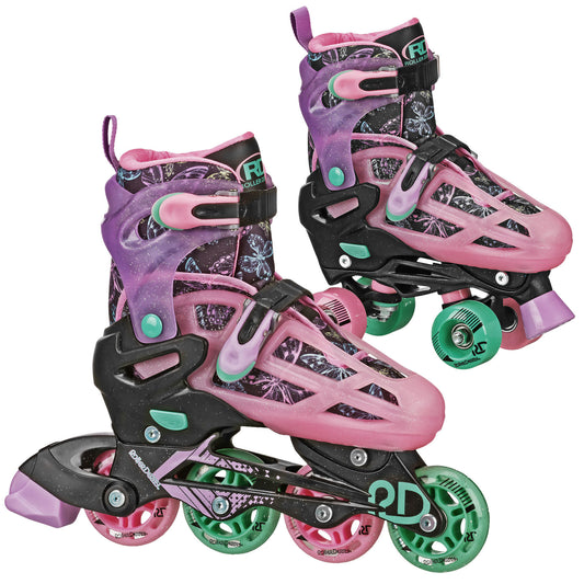 Roller Derby Girl's Adjustable 2-in-1 Quad and Inline Skates