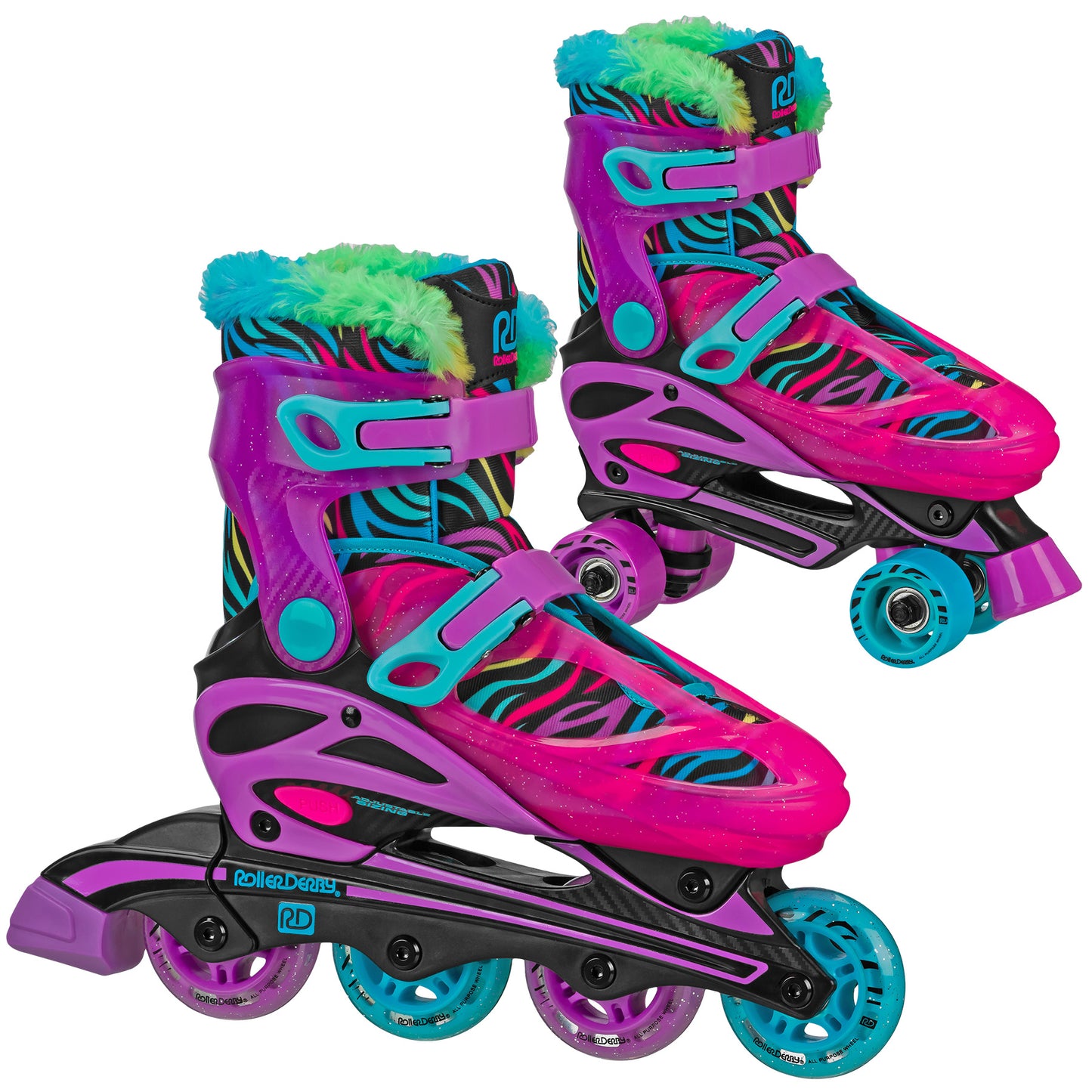 Roller Derby Girl's Adjustable 2-in-1 Quad and Inline Skates