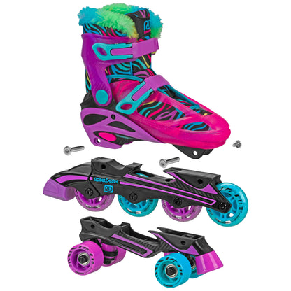 Roller Derby Girl's Adjustable 2-in-1 Quad and Inline Skates