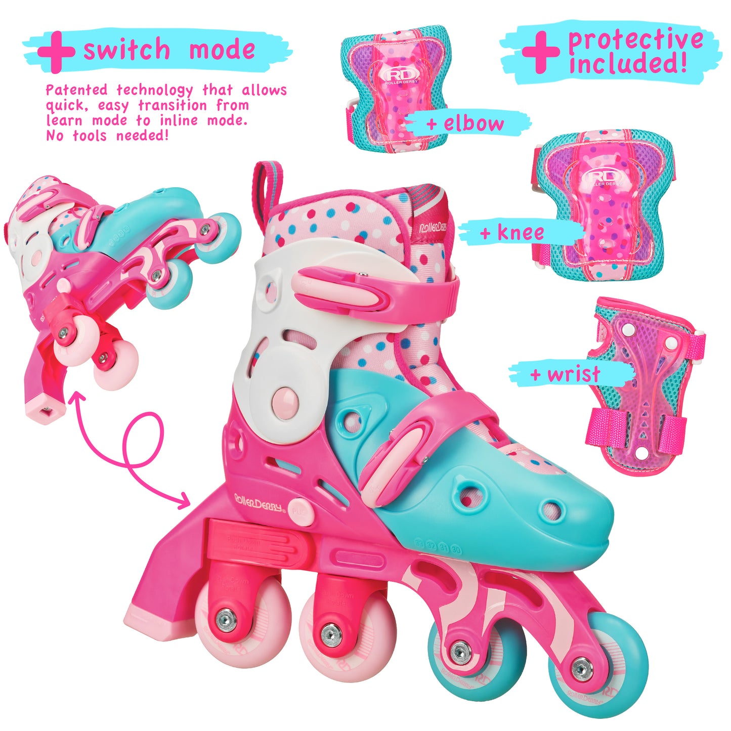 Switch Adjustable Girl's Roller Skates