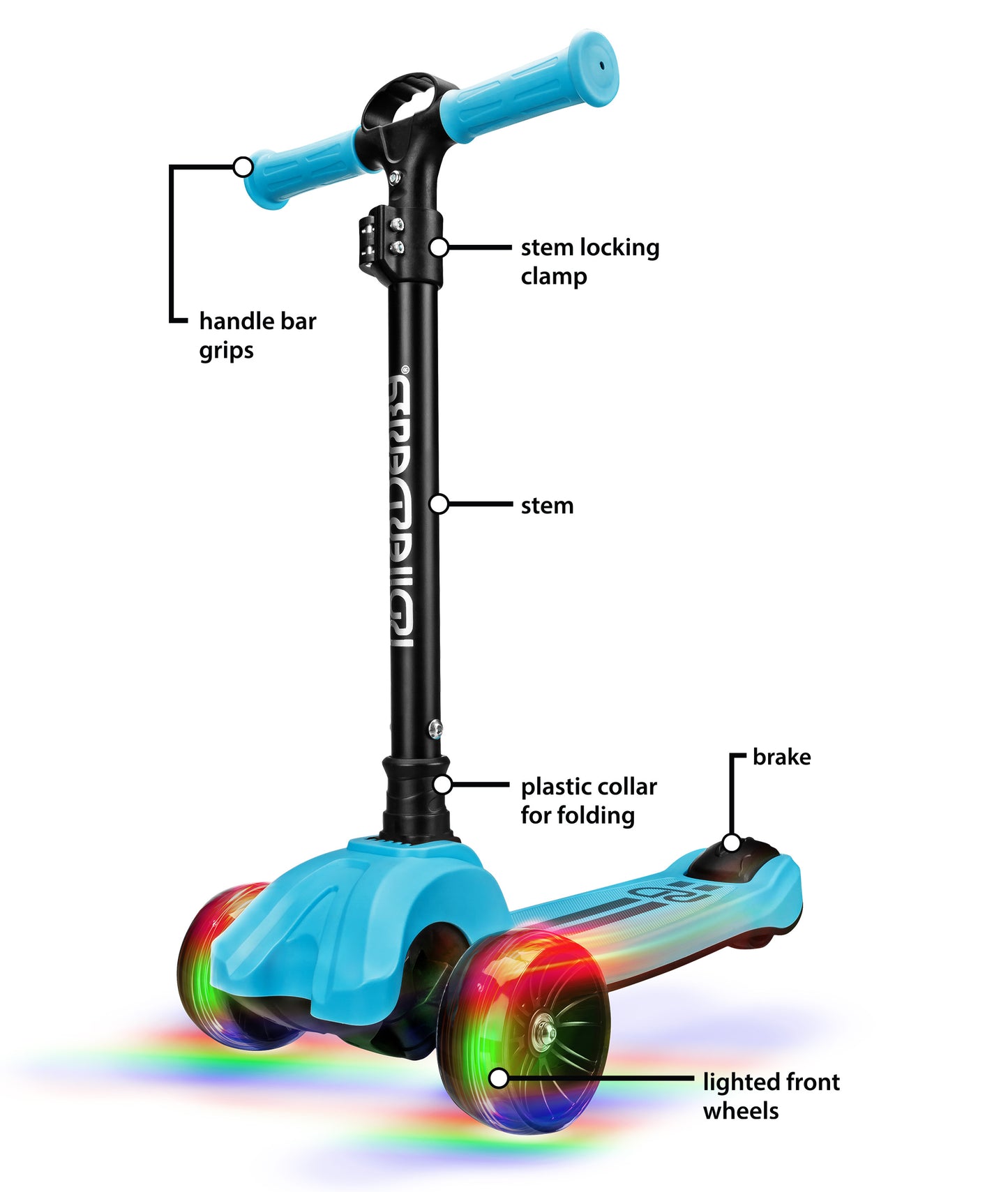 Roller Derby Youth 3-Wheel Scooter with Lightup Wheels (Blue)