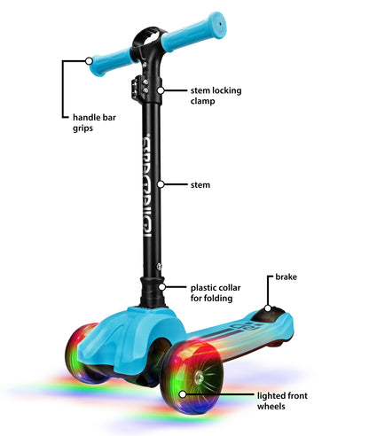 Roller Derby Youth 3-Wheel Scooter with Lightup Wheels (Blue)