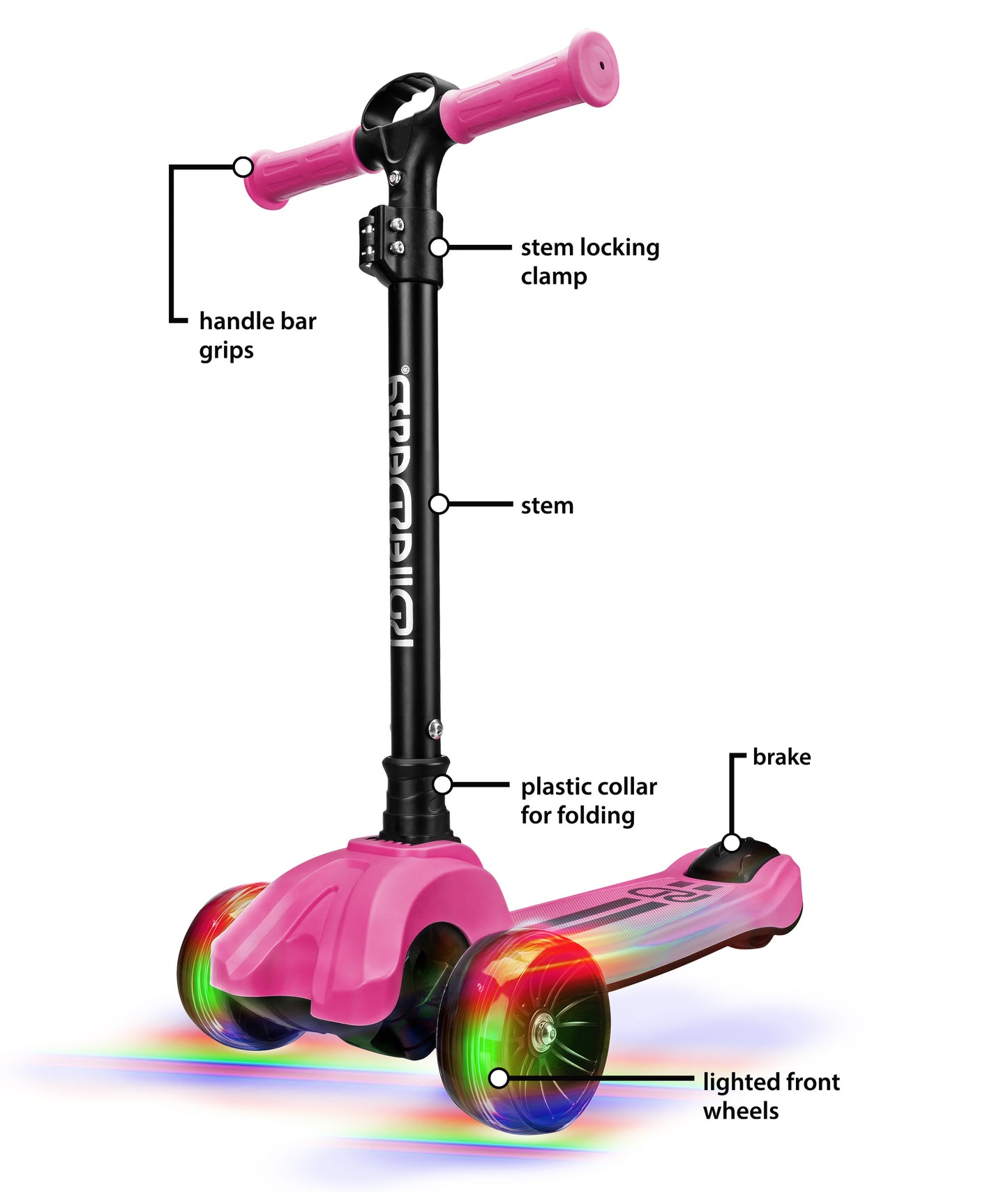 Roller Derby Youth 3-Wheel Scooter with Lightup Wheels (Pink)