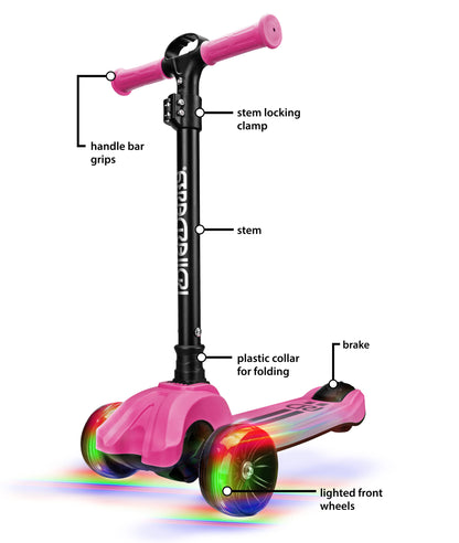 Roller Derby Youth 3-Wheel Scooter with Lightup Wheels (Pink)